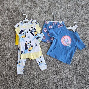 Boys size 4 Bluey 4pc PJ's Set and Marvel  Captain America Short set NWT